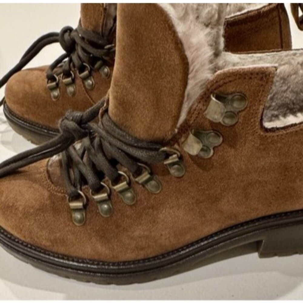 ITALY BOEMOS Hiking realFur Suede Leather Lug Combat Boot 39 EXCELLENT CONDITION